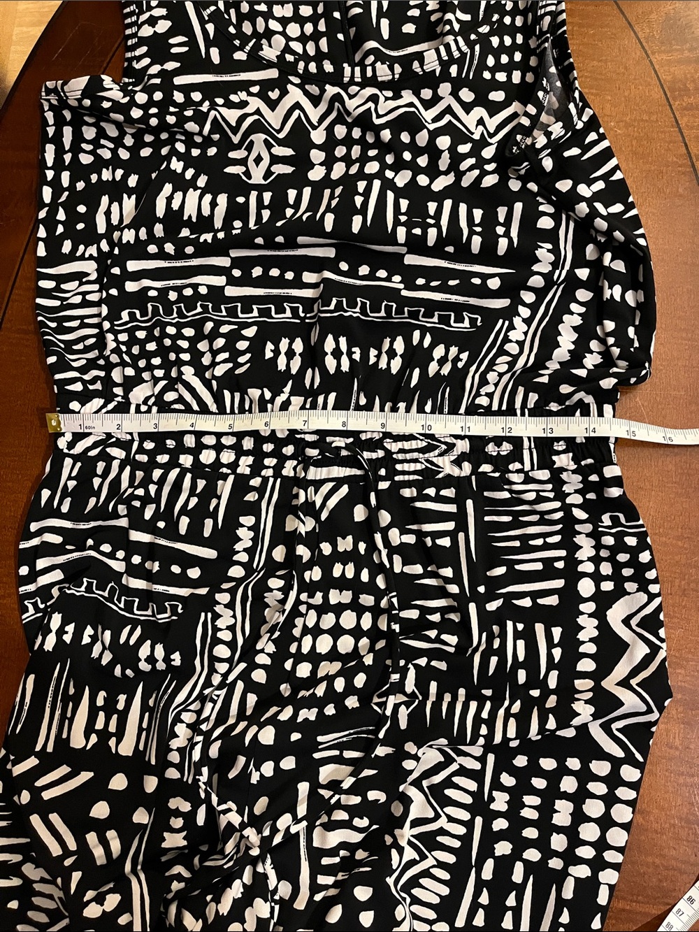 Calvin Klein wide-leg jumpsuit/ romper. Stretchy waist. Geometric black white 10 - Picture 9 of 11
